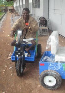 Blacksmith on his new Mobility Cart